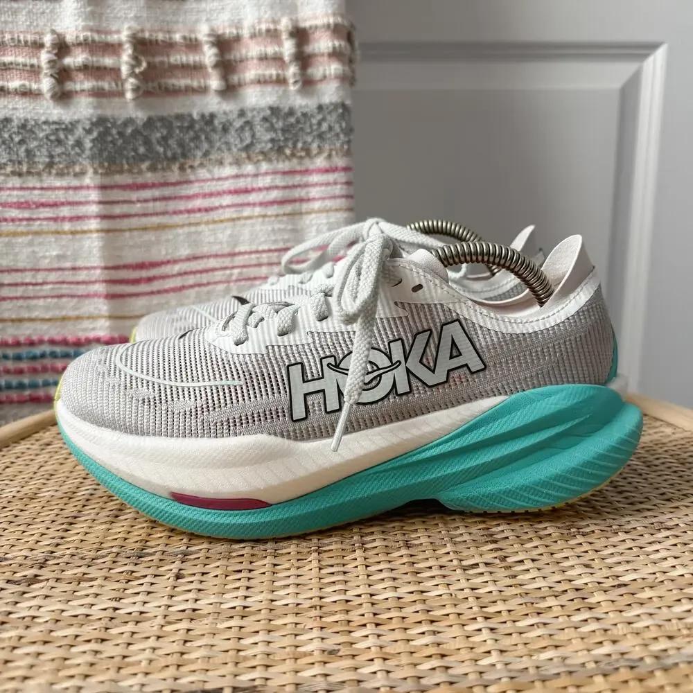 Hoka One One Mach X 2 White Aqua Road Running Sneakers Women’s Size 7 - Picture 4 of 8